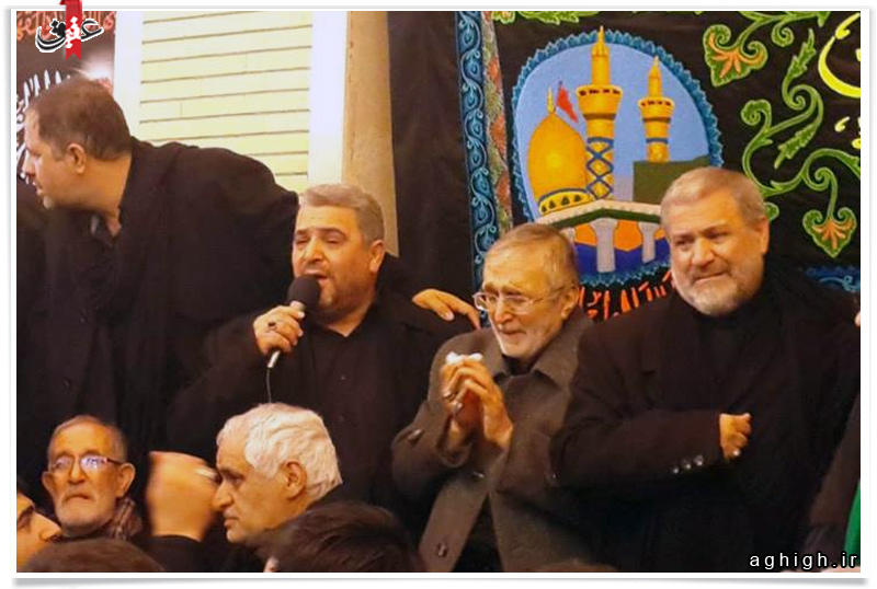  حاج فیروز زیرک کار، حاج منصور ارضی و حاج محمد رضا طاهری در تشییع پیکر پیرغلام اهل بیت حاج اسماعیل وثاقی