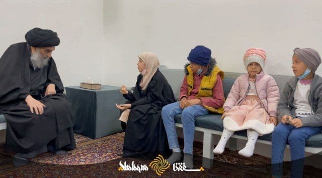 دیدار جمعی از کودکان مبتلا به سرطان با آیت الله سیستانی+تصاویر