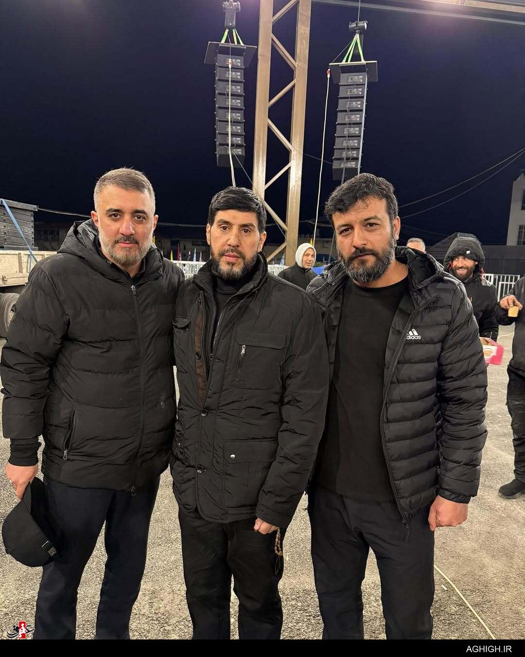 عکس یادگاری دو مداح معروف با سر تیم حفاظت شهید نصرالله