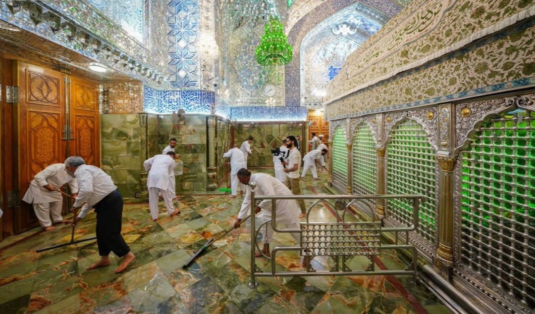 ضریح حرم امام علی (ع) در آستانه جشن غدیر تزئین شد+عکس و فیلم